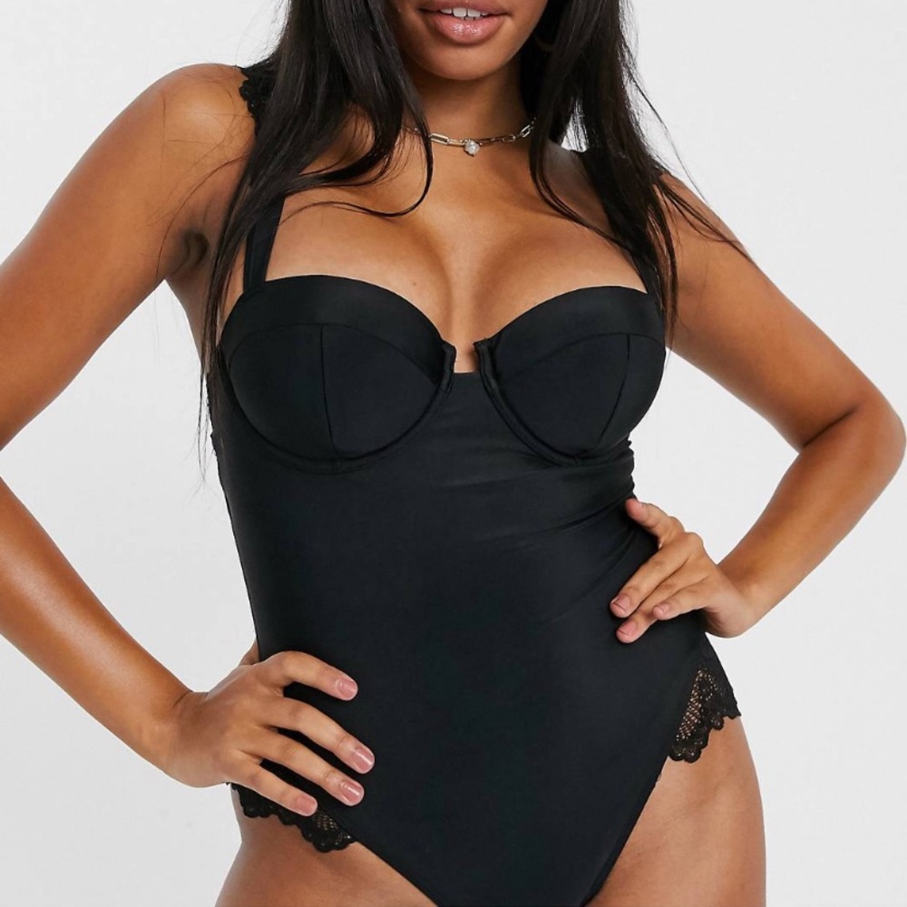 Fuller Bust Underwire Swimsuit with Lace Accents